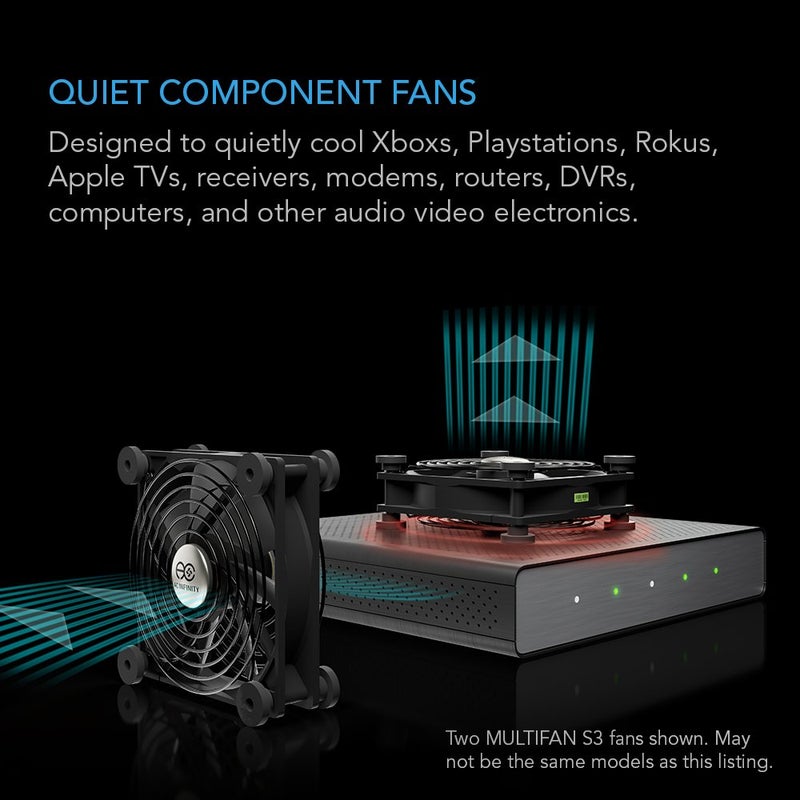 AC Infinity MULTIFAN S3-P, Quiet 120mm AC-Powered Fan with Speed Control, UL-Certified for Receiver DVR PlayStation Xbox Component Cooling - Image 2